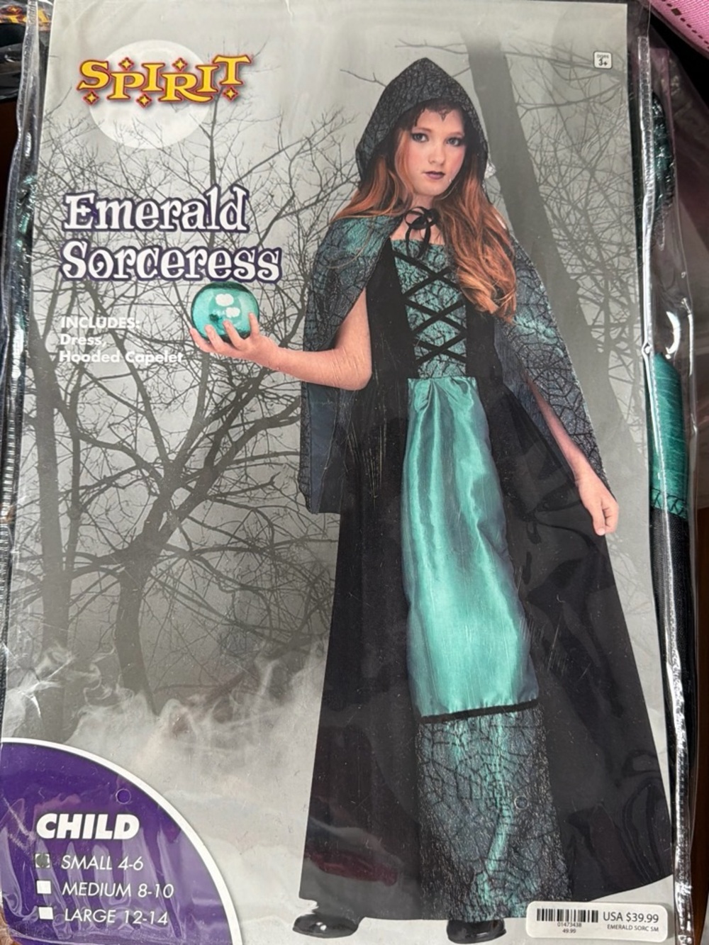 Spirit Emerald Sorceress Child Costume - Emerald/Black